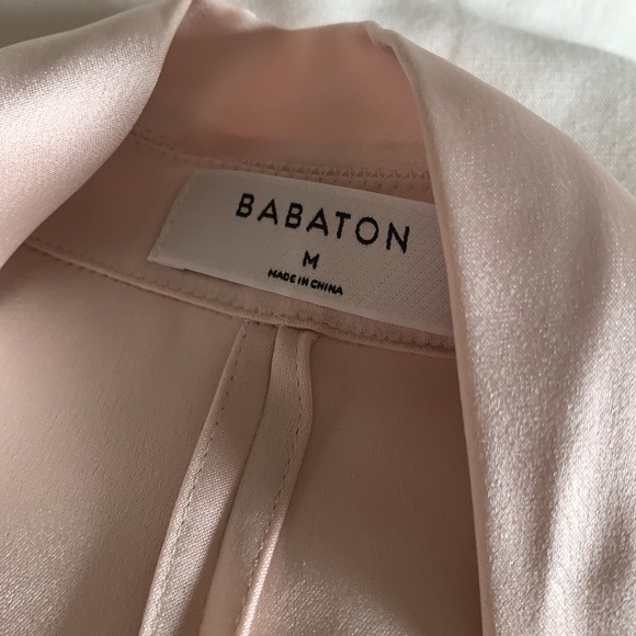 Aritzia babaton Blouse M satin silky bow tie button top - Picture 2 of 10